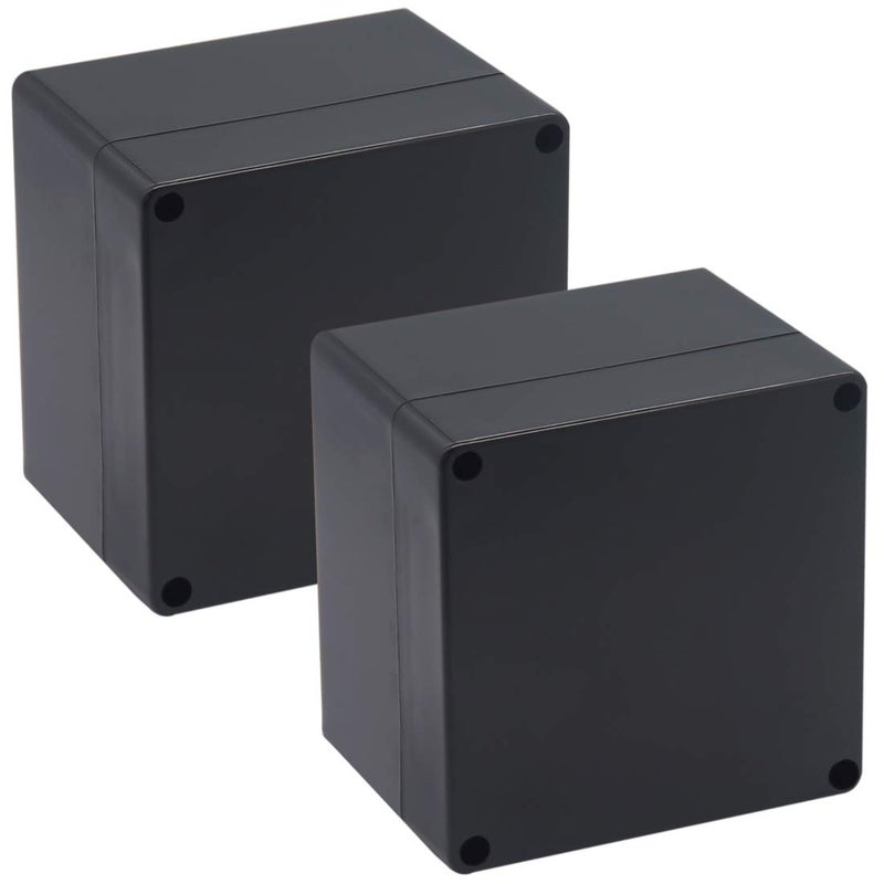 Raculety 2 Pack Project Box IP65 Waterproof Junction Box ABS Plastic Black Electrical Boxes DIY Electronic Project Case Power Enclosure 4.72"x4.72"x3.54"(120x120x90mm) - Image 1